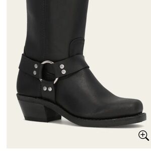 Frye Black Combat Moto Boots with Harness Detail
